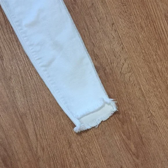Madewell Distress White Skinny Button Fly Jeans with Raw Hem - Size 25 - Picture 7 of 16